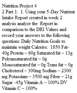 Nutrition Project 3